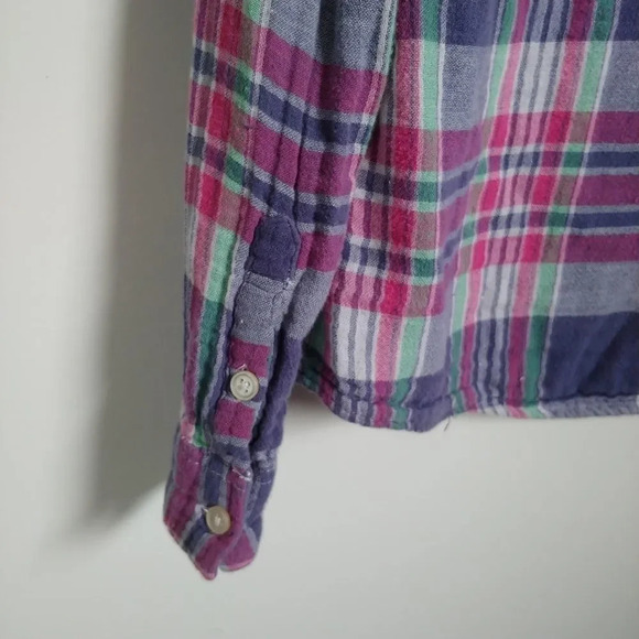 Coupé Pink/Blue/Green Plaid Flannel Shirt, L - Picture 4 of 7